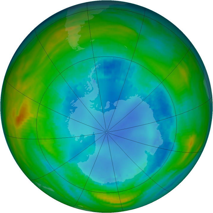 Antarctic ozone map for 14 August 1987
